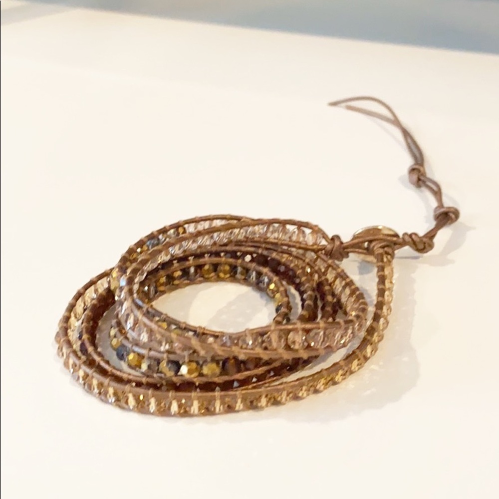 Chan Luu 5 Wrap Brown Leather Bracelet